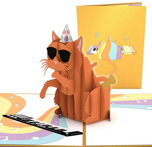 Lovepop® 3D Pop-Up Karte Geburtstag Party Katze Geburtstagskarte Party-Karte cat greeting card| inkl. Umschlag & Versteckfach für Geld & Gutscheine