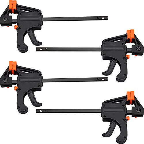 Winfred 4 Pcs Pinces de Serrage Rapides, 4 ”/195 mm Pinces à Prise Serre-joints à Barres Outils de Menuiserie en Bois Force de Serrage Max 11 kg
