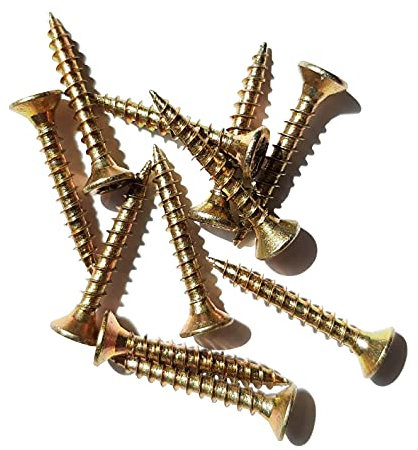 Wood Screws Zinc Plated Yellow M3 Long 1 inch 3.5 x 25mm (0.14x1) Box Of 250