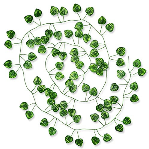 LAMXD Artificial Ivy, 1 Pcs Fake Ivy Garland, UV Resistant Fake Plants Green Leaves Hanging Vines for Wedding, Party, Garden, Kitchen, Office, Room Decor, Wall Decoration(Watermelon Leaves)