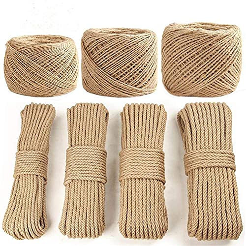 Natürliches Juteseil, 50 m, Hanfseil, solides Geflecht, Sisalseil, Juteschnur zum Basteln, Klettern, Anker, Hängematte, nautische Katze, Kratzbaum, Schlepper (50 m, 12 m
