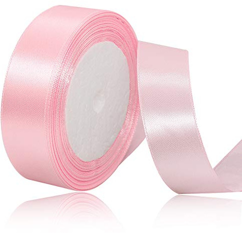 Hellrosa Satinbands 20mm Breit, 22 Meters Schleifenband, Geschenkband für Geschenkverpackungen, DIY Handwerk, Blumensträuße, Nähprojekte, Schleifenherstellung, Geburtstags- und Hochzeitsdekorationen