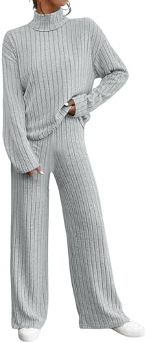Kobilee Tuta Invernale Donna Completa Maglia e Pantaloni Caldo Loungewear Curvy Sportiva Completo Lana Cotone Casual Elegante Tute da Ginnastica Casa