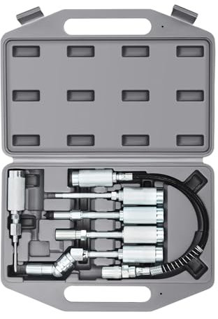 QRANSEUYXY Juego de 6 prensas de engrasado, boquilla para pistola de grasa, accesorio con caja de herramientas, accesorios para todo tipo de prensas de engrasado