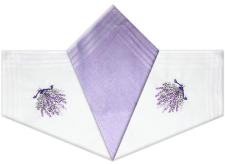 Warwick & Vance Damen-Taschentücher mit Satin-Streifenbordüre, 100 % Baumwolle, 29 x 29 cm, 3 Stück, multi, 29x29cm