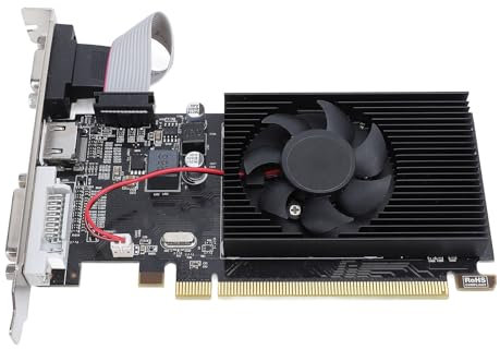 Tangxi Scheda Grafica R5 230 da 2 GB, Scheda Grafica da Gioco GDDR3 a 64 Bit con Ventola di Raffreddamento, Supporto X16 PCI Express, VGA DVI, Scheda Video per Ufficio Domestico