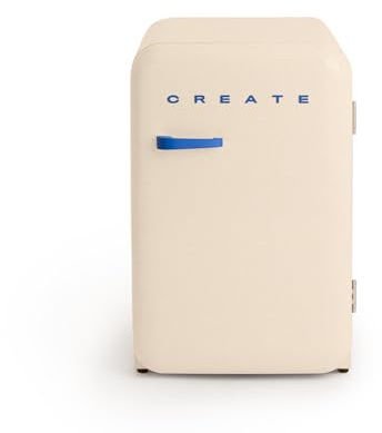 CREATE / RETRO FRIDGE 83.5 COBALTO/Frigorífico blanco roto maneta azul cobalto / 98W. bajo consumo. 2 estantes. regulador temperatura. botellero. 56x54x84cm