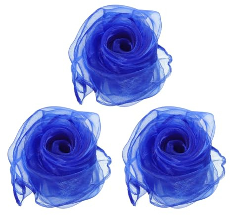 PATIKIL Jongliertücher, Chiffontücher für Tanzen 3 Stück Bunte Tücher 70x70cm Quadratische Seidentücher für Spiel Magie Musik Tanzen Party Aktivitäten Zubehör Dekoration, Blau