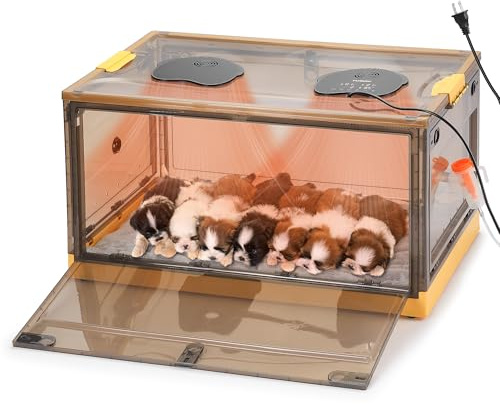 TURBRO 157 L Pet Incubator for Puppies and Kittens, Temperature and Humidity Control with Thermostat, Ventilation System, 3 Fan Speeds, All Accessories Included