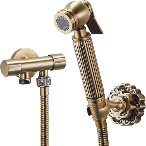 Handheld Bidet Douche Shower Spray, Handheld Brass Cloth Diaper Sprayer Kit Wall Mounted Green Bronze Bidet Sprayer Set Single Handle Toilet Bidet Sprayer Kit with 150cm Shower Hose,Type b(Bronze)