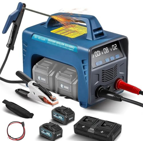 TLL Battery-Powered Stick/Flux Core Welder, Arc Welder Machine 160a MMA Welder 110v 220v Dual Voltage Arc Welding Machine Digital Inverter Igbt Mini Welder with Electrode Holder, Work Clamp