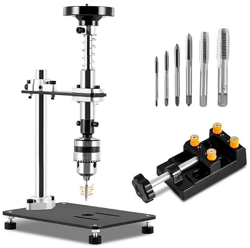 MXBAOHENG Manual Tapping Machine with 6 Taps & Vise | Vertical Design Metal Base B12 Chuck for Metal/Wood/Plastic for DIY