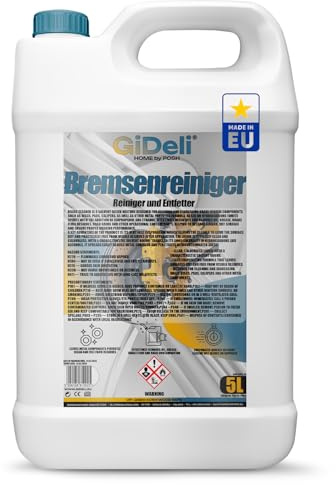 GiDeli Bremsenreiniger 5L - für Auto, Motorrad & Fahrrad - entfernt Öl, Fett, Bremsstaub, Klebereste - Werkstatt-Entfetter, schnell trocknend, rückstandsfrei