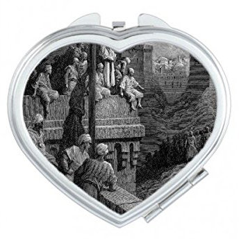 DIYthinker Religion Christentum Das Alte Testament Bibel Israel Geschichte Geschichte Grau Crusades Skizze Illustration Muster-Herz Compact Make-up Taschenspiegel Tragbare Nette kleine Handspiegel
