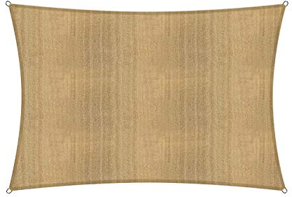 Lumaland Sunsail rectangulaire 2 x 3 mètres | Protection Solaire résistante aux intempéries avec Cordes de Fixation | Terrasse, Jardin et Balcon, Toile à Voile HDPE, Protection UV [Sable]