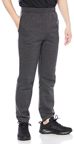 Amazon Essentials Pantalones Deportivos de Forro Polar con Bajo Ajustado (Disponible en Talla Grandes y Largos Especiales) Hombre, Gris Chiné Moyen, L