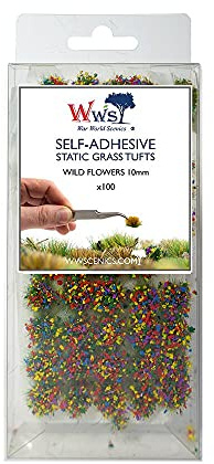 War World Scenics 10mm Selbstklebende Statische Grasbüschel x 100 - Wilde Blumen