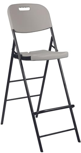 Perel - Taburete de Bar Plegable con Respaldo, Color Blanco y Negro