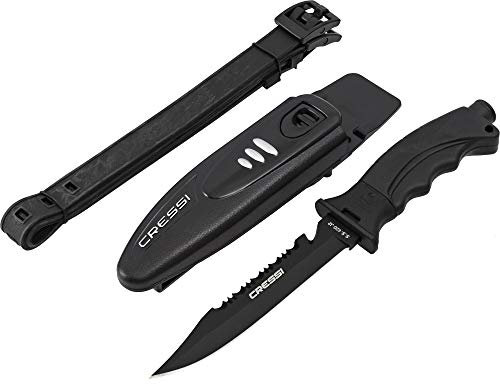 Cressi Borg Knife - Coltello Subacqueo Unisex Adulto Lama, Nero/Lama Nero, da 26.5 cm