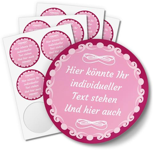 24 PERSONALISIERTE runde Etiketten, schlicht für jeden Anlass ROSA - Ihre Aufkleber online selbst gestaltet, ganz individuell