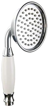 Großer Duschkopf aus Messing, traditioneller Handbrause, Chrom | Handbrause im viktorianischen Stil, wassersparender Duschkopf, Hochdruck, Silber und Keramik