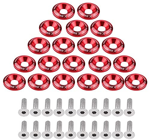 20pcs paraurti ammortizzatore paraurti in alluminio, kit bulloni rondella motore(Red)
