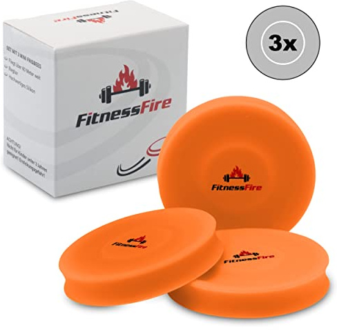 Set de 3 Mini Frisbee - El pequeño disco Frisbee vuela más de 60 metros - El nuevo deporte de moda - Alternativa al deporte Frisbee habitual - Naranja