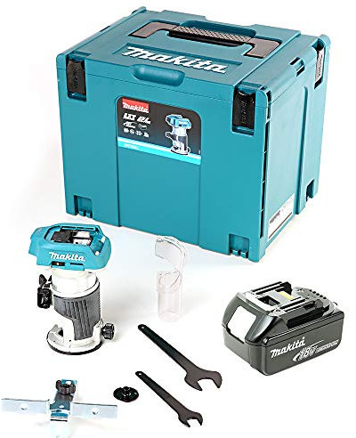 Makita DRT50ZJ 18V Brushless Router with Trimmer Base with 1 x 5.0Ah Battery & Case