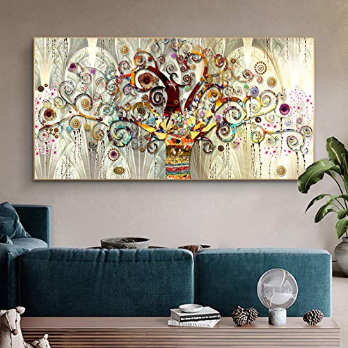 ZYHFBHFBH Arte della Parete su Tela Albero della Vita in Stile scandinavo Poster e Stampe Astratti Gustav Klimt Famosa Decorazione per Immagini di Stampa 70x150 cm Senza Cornice