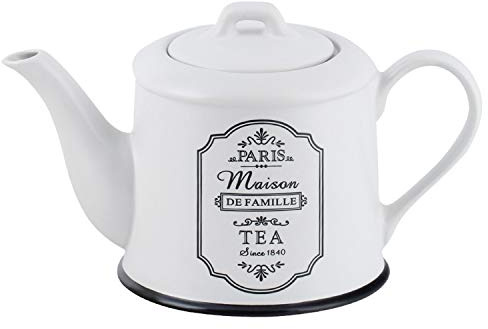 Maestro Paris Tekanna med lock och handtag kaffekanna keramik 0,8 liter vit/svart