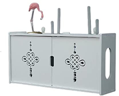 Caja Router Wifi para Pared, Caja Oculta Cables, Caja de Cables Decorativa, Cajas Plastico y Madera Almacenaje Cables, Router Wifi, Organizador Router Rack para Hogar y Oficina E-48 ×12 × 24 cm