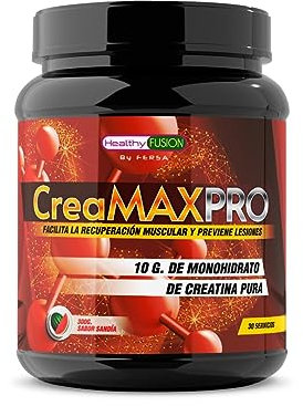 Healthy Fusion | 10.000mg/dosis de Creatina Monohidrato | Creatina 80mesh 100% pura y limpia | Mejora el rendimiento físico y aumenta el crecimiento muscular | 300 gr. Sabor Sandía
