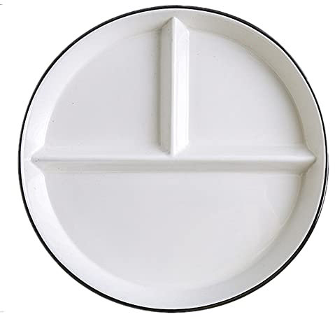OnePine Platos Redondo de Porcelana con 3 Compartimentos Plato para Dieta Ceramica Plato de Ensalada Plato de Postre Delicado y Elegante