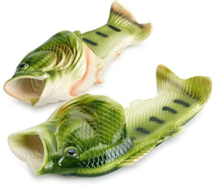 Sandali con pesce, pantofole, da piscina, da spiaggia, da doccia, regalo per pescatori, unisex sandali, uomini, donne e bambini (verde, numeric_42)