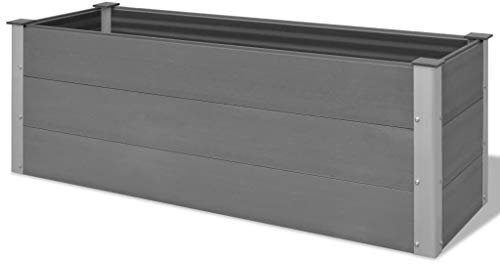 Mogou Garten-Hochbeet, Pflanzkübel, Kräuterbeet, Hochbeete-kit, Schneckenzaun, Pflanztrog, Pflanzgefäße, Pflanzfolie Für Hochbeet,Teichbecken, WPC 150 x 50 x 54 cm Grau