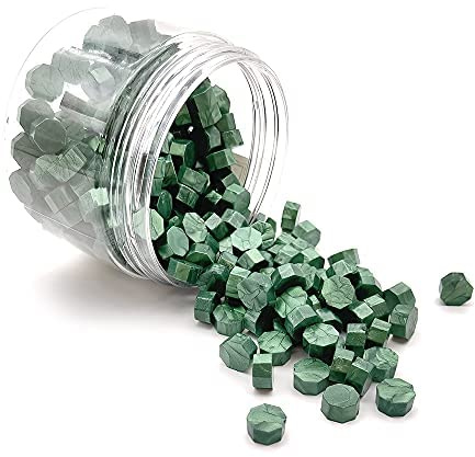 YDHfdc 200 Pcs Green Octagonal Sealing Wax Beads Set for Sealing & Decorating Envelopes