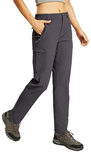 Haimont Women's Hiking Cargo Pants Water Resistant Quick Dry Lightweight Pants with Multi Pocket Traveling Walking Climbing, Graphite Grey, L