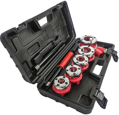 TEXALAN (R) Ratschenrohreinfädler-Set, Ratschenrohrgewindewerkzeug-Set, 5 Stanzformen (3/8 Zoll, 1/2 Zoll, 3/4 Zoll, 1 Zoll, 1 1/4 Zoll)