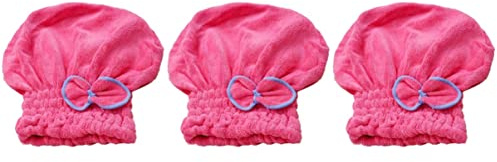 FOMIYES 3stücke Trockene Haarkappe Aus Korallenfleece Mit Elastischem Band Schnelltrocknender Haarturban Für Damen Für Bad Spa Und Reisen Rot Farbe Des Schleifenakzents Zufällig