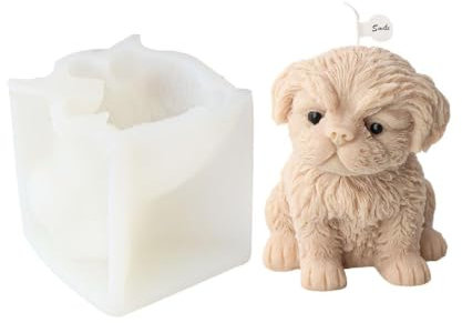 Molde de vela en forma de perro, molde de silicona para velas de animales, molde de silicona para manualidades, jabón, yeso, adorno de pastel, decoración de fondant, moldes de silicona para perros