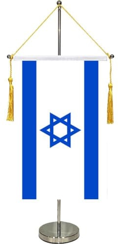 Israel-Flagge Tischfahne höhenverstellbar Israel-Schreibtischfahne mit Metallsockel Büro-Tischfahne für Veranstaltungsfeiern