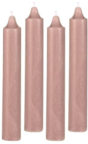 4er Pack Rustikale Stabkerzen H:25 cm Ø:3,8 cm diverse Farben Brenndauer 22 Stunden Kerze Advent Weihnachten Deko, Farbe:Rosa
