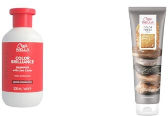 Wella Professionals Set zum Verändern und beleben der Haarfarbe – 1x 150 ml Color Fresh Mask Golden Gloss pflegende Tönung und 1x 300 ml Color Brilliance farbschützendes Glanzshampoo für dickes Haar