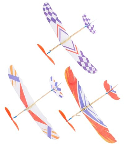 Operitacx DIY Rubber Band Powered Aircraft Model Kit 3-Pack Lightweight Educational Toy with Creative Bird Design for Kids Learning and Parent-Child Interaction
