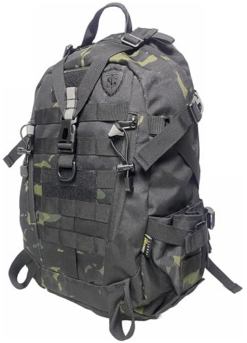 Mochila Militar Molle Táctica RUSH 25L Cordura 600D para portatil DARK CAMO| Mochila Militar/Táctica/Molle/Acampada/Senderismo/Deporte/Bug Out | Mochila de Asalto del ejército|KT-25L-DK