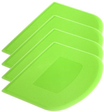 sourcing map Plastic Cake Scraper Dough Cutter Tool for Cutting Baking Kitchen Daily Use - Green, Pack of 4