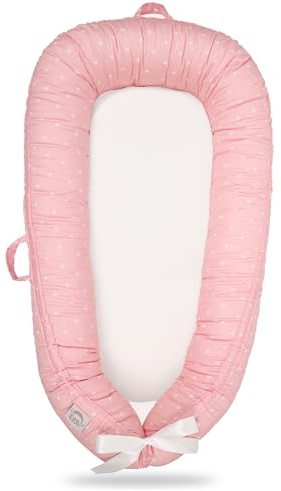 EAQ Babynest Pod für Mädchen, Babyschlafpod weich atmungsaktiv 100% Baumwolle zum Nickerchen oder Reisen für 0-12 Monate, Reise- und Baby-Essential Geschenk für Neugeborene (Rosa)
