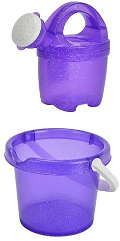 Simba 107101668 kleine Gießkanne mit Glitzer, 16 cm & Simba 107106529 - Baby Eimer mit Glitzer, D:14cm - farbauswahl zufällig