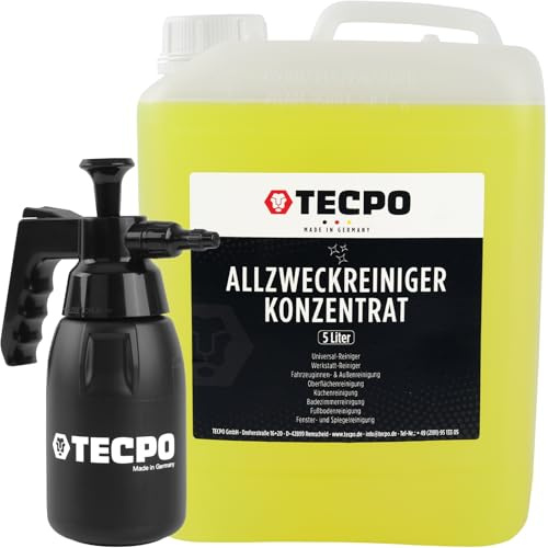 TECPO Universal Allzweckreiniger Konzentrat, 5 Liter Multi Clean mit Pumpsprühflasche, 1 Liter