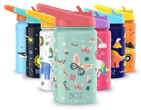 BOZ Isolierte Kinder-Trinkflasche, 414 ml (Schmetterling)